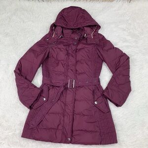 Burberry quilted Hooded Puffer down Coat in plum purple